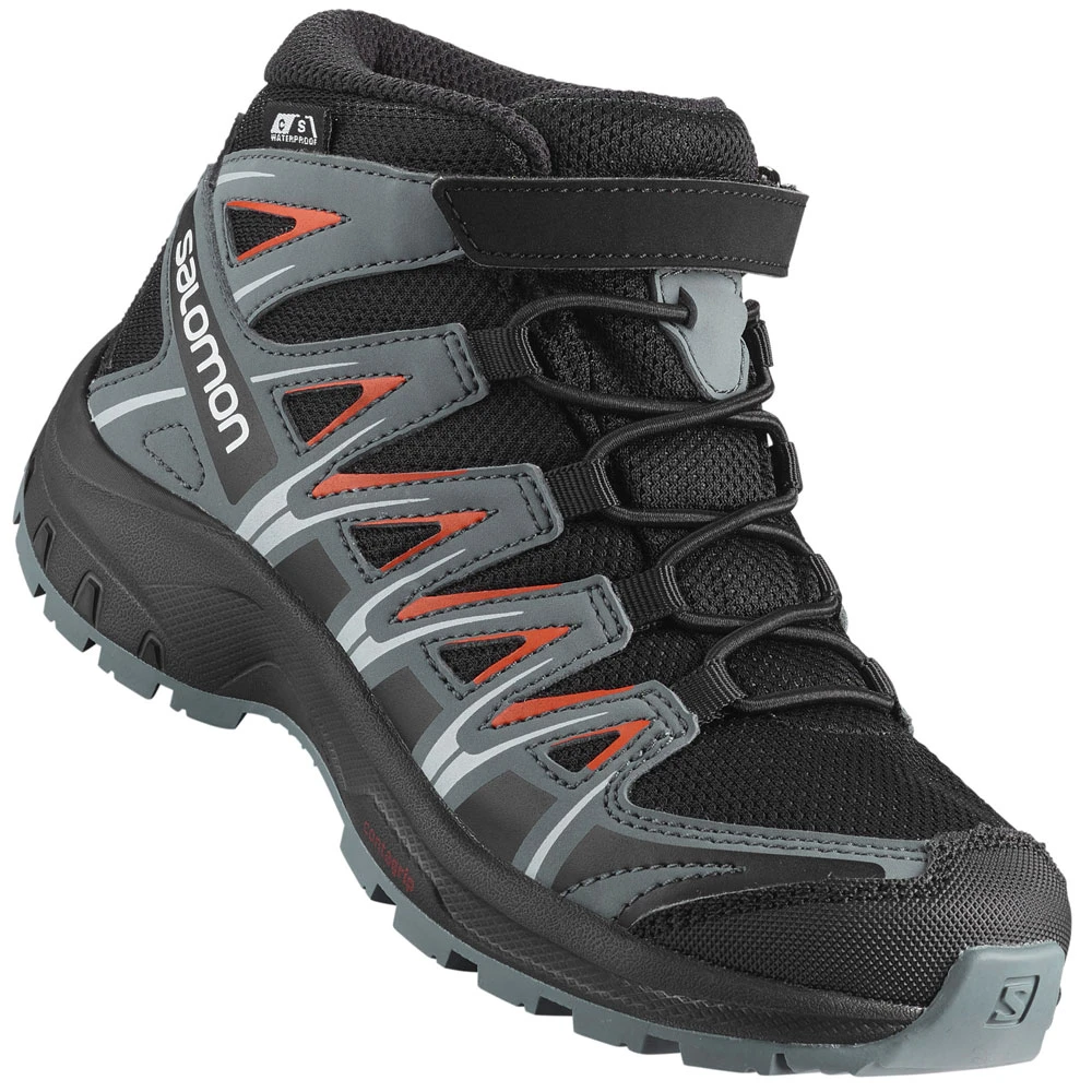 Salomon XA Pro 3D Mid Outdoorschuhe Black/Stormy Weather/Cherry Tomato Kinder 3 Salomon XA Pro 3D Mid Outdoorschuhe Black/Stormy Weather/Cherry Tomato Kinder